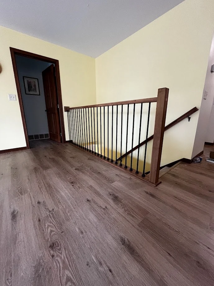 Finished interior railing and flooring